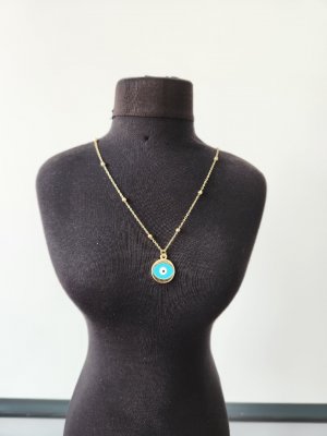 ALTIN KAPLAMA DORİKA ZİNCİRLİ GÖZ KOLYE