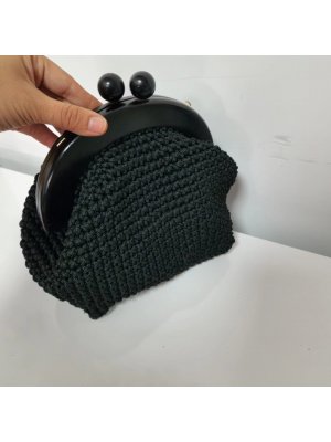 AHŞAP BURSLU MAKROME ÇANTA/22 CM