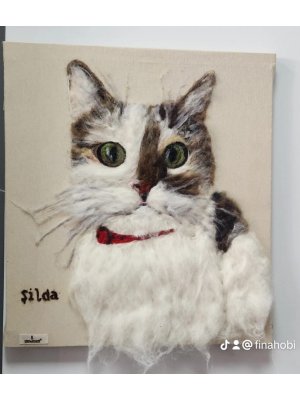 KİŞİYE ÖZEL KEDİ PANO 45*45 KEÇE